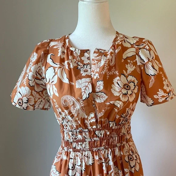 Anthropologie Terracotta Floral Maxi Dress - Picture 4 of 6